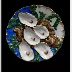 Antique Oyster Plate by Haviland Limoges, Turkey Design